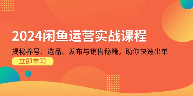 2024闲鱼运营实战课程：揭秘养号、选品、发布与销售秘籍，助你快速出单-吾藏分享