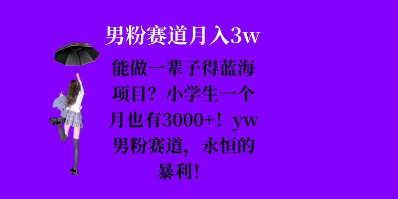 能做一辈子的蓝海项目？小学生一个月也有3000+，yw男粉赛道，永恒的暴利-吾藏分享