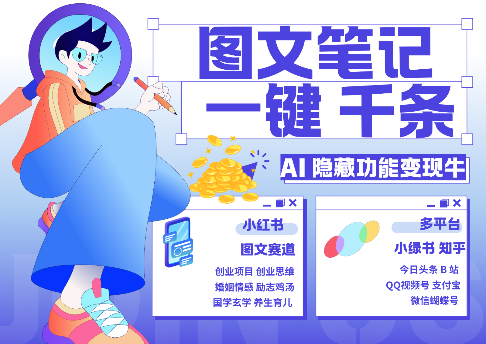 1键生成数千条图文 创业国学 秒生笔记 小红书小绿书图文 轻松引流 变现30000+-吾藏分享