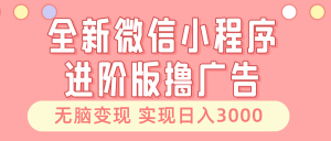 全新微信小程序进阶版撸广告 无脑变现睡后也有收入 日入3000＋-吾藏分享