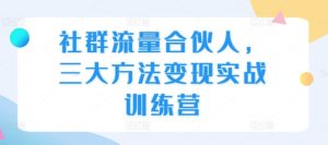 社群流量合伙人，三大方法变现实战训练营-吾藏分享