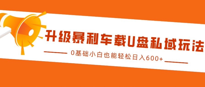 升级暴利车载U盘私域玩法，0基础小白也能轻松日入多张-吾藏分享