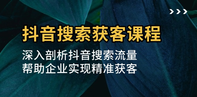 抖音搜索获客课程：深入剖析抖音搜索流量，帮助企业实现精准获客-吾藏分享