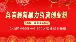 抖音最新暴力引流创业粉，24h轻松加爆一个500人精准创业粉群【揭秘】-吾藏分享