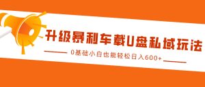 升级暴利车载U盘私域玩法，0基础小白也能轻松日入600+-吾藏分享