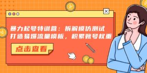 暴力起号特训营：拆解模仿测试，打造易爆流量模板，积累账号权重-吾藏分享