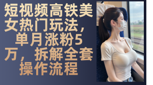 短视频高铁美女热门玩法，单月涨粉5万，拆解全套操作流程-吾藏分享