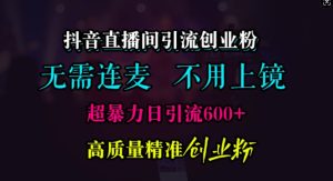 抖音直播间引流创业粉，无需连麦、无需上镜，超暴力日引流600+高质量精准创业粉-吾藏分享