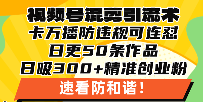 视频号混剪引流技术，500万播放引流17000创业粉，操作简单当天学会-吾藏分享