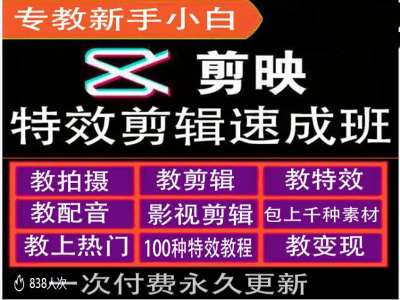 剪映特效教程和运营变现教程，特效剪辑速成班，专教新手小白-吾藏分享