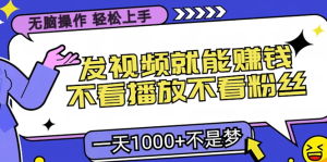 无脑操作，只要发视频就能赚钱？不看播放不看粉丝，小白轻松上手，一天…-吾藏分享