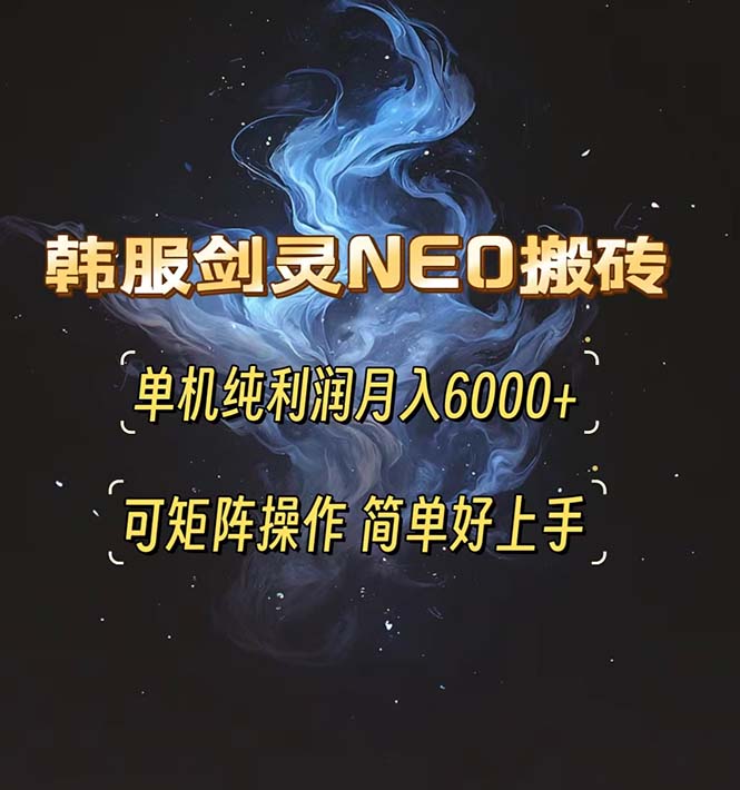 韩服剑灵NEO搬砖攻略，单机纯利润月入6000+ 可矩阵操作，简单好上手。-吾藏分享