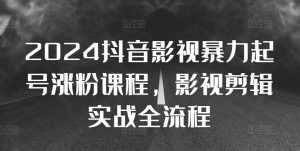 2024抖音影视暴力起号涨粉课程，影视剪辑搬运实战全流程-吾藏分享