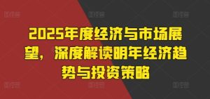 2025年度经济与市场展望，深度解读明年经济趋势与投资策略-吾藏分享