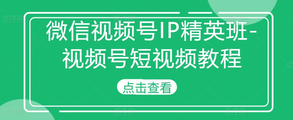 微信视频号IP精英班-视频号短视频教程-吾藏分享