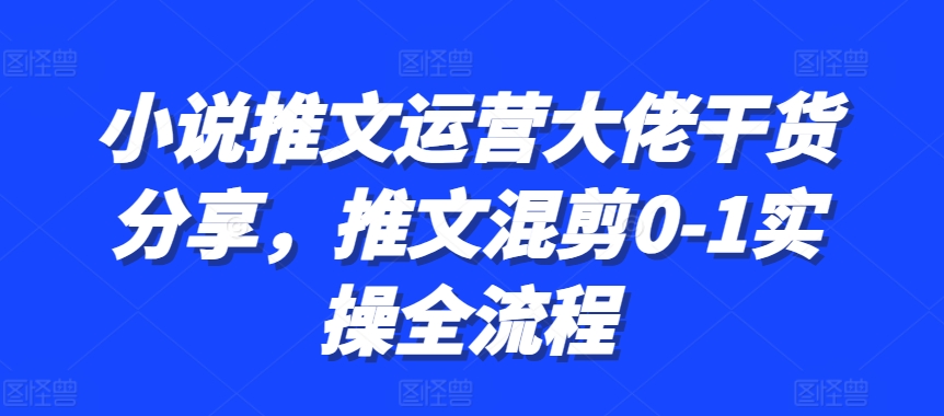 小说推文运营大佬干货分享，推文混剪0-1实操全流程-吾藏分享