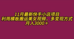 11月K总部落快手小店情趣男粉项目，利用模板搬运美女视频，多变现方式月入3000+-吾藏分享