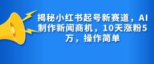 揭秘小红书起号新赛道，AI制作新闻商机，10天涨粉1万，操作简单-吾藏分享