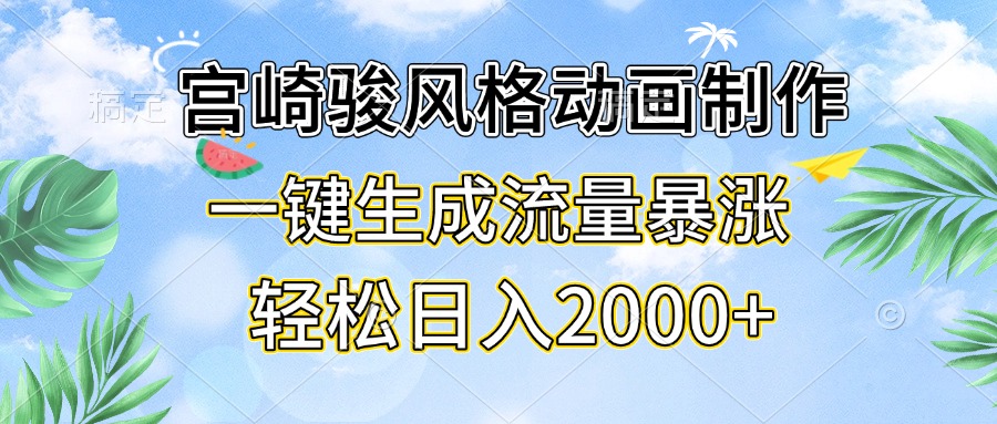 宫崎骏风格动画制作，一键生成流量暴涨，轻松日入2000+-吾藏分享