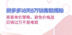 拼多多18天8万销售额揭秘：高客单价策略，避免价格战，日销过万不是难题-吾藏分享