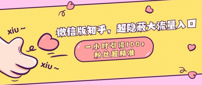 微信版知乎，超隐蔽流量入口1小时引流100人，粉丝质量超高-吾藏分享