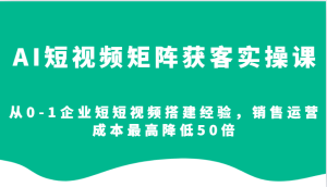 AI短视频矩阵获客实操课，从0-1企业短短视频搭建经验，销售运营成本最高降低50倍-吾藏分享