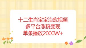 十二生肖宝宝治愈视频，多平台涨粉变现，单条播放2000W+-吾藏分享