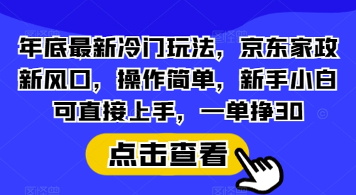 年底最新冷门玩法，京东家政新风口，操作简单，新手小白可直接上手，一单挣30-吾藏分享