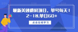 最新美团截屏项目，单号每天12-18.单日60+-吾藏分享