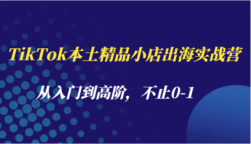 TikTok本土精品小店出海实战营，从入门到高阶，不止0-1-吾藏分享