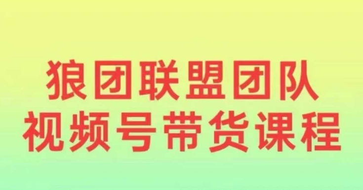 狼团联盟2024视频号带货，0基础小白快速入局视频号-吾藏分享