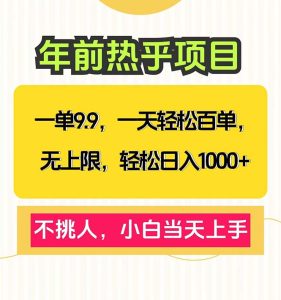 一单9.9，一天百单无上限，不挑人，小白当天上手，轻松日入1000+-吾藏分享