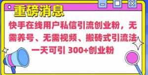 快手最新引流创业粉方法，无需养号、无需视频、搬砖式引流法-吾藏分享