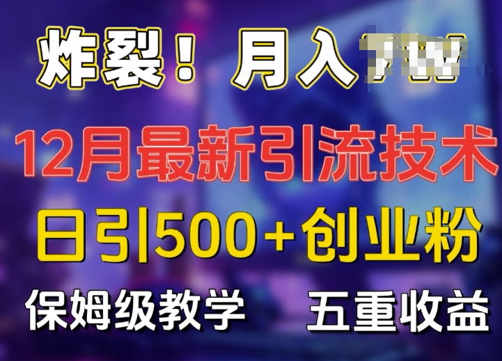 炸裂!揭秘12月最新日引流500+精准创业粉，多重收益保姆级教学-吾藏分享