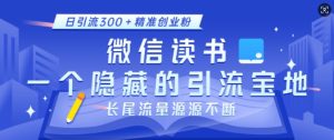 微信读书，一个隐藏的引流宝地，不为人知的小众打法，日引流300+精准创业粉，长尾流量源源不断-吾藏分享