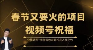 春节又要火的项目视频号祝福，分成计划+带货双收益，轻松月入几个W-吾藏分享