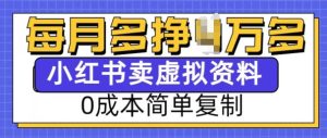 小红书虚拟资料项目，0成本简单复制，每个月多挣1W-吾藏分享