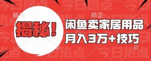 闲鱼卖家居用品月入过W+最新技巧闲鱼最新零基础教学，新手当天上手-吾藏分享