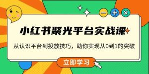 小红书聚光平台实战课，从认识平台到投放技巧，助你实现从0到1的突破-吾藏分享