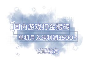 国内游戏打金搬砖，长期稳定，单机纯利润3500+多开多得-吾藏分享