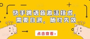 快手跳语音激活技术，需要自测，随时失效-吾藏分享