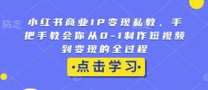 小红书商业IP变现私教，手把手教会你从0-1制作短视频到变现的全过程-吾藏分享