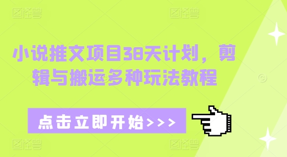 小说推文项目38天计划，剪辑与搬运多种玩法教程-吾藏分享