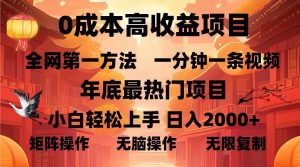 0成本高收益蓝海项目，一分钟一条视频，年底最热项目，小白轻松日入…-吾藏分享