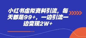 小红书虚拟资料引流，每天都是99+，一边引流一边变现2W+-吾藏分享