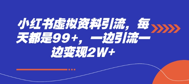 小红书虚拟资料引流，每天都是99+，一边引流一边变现2W+-吾藏分享