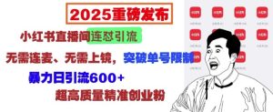 2025重磅发布：小红书直播间连怼引流，无需连麦、无需上镜，突破单号限制，暴力日引流600+-吾藏分享