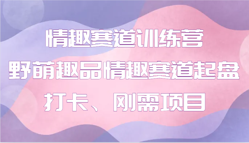 情趣赛道训练营 野萌趣品情趣赛道起盘打卡、刚需项目-吾藏分享